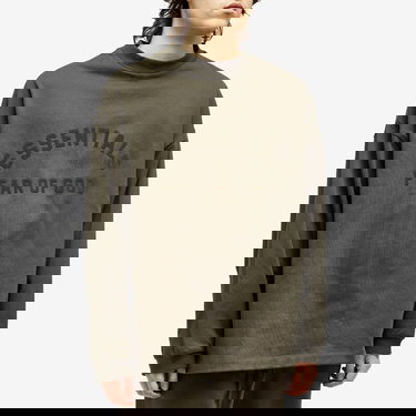 T-shirt Fear of God ESSENTIALS Long Sleeve Printed T-Shirt Grøn | 125SP242010F, 2