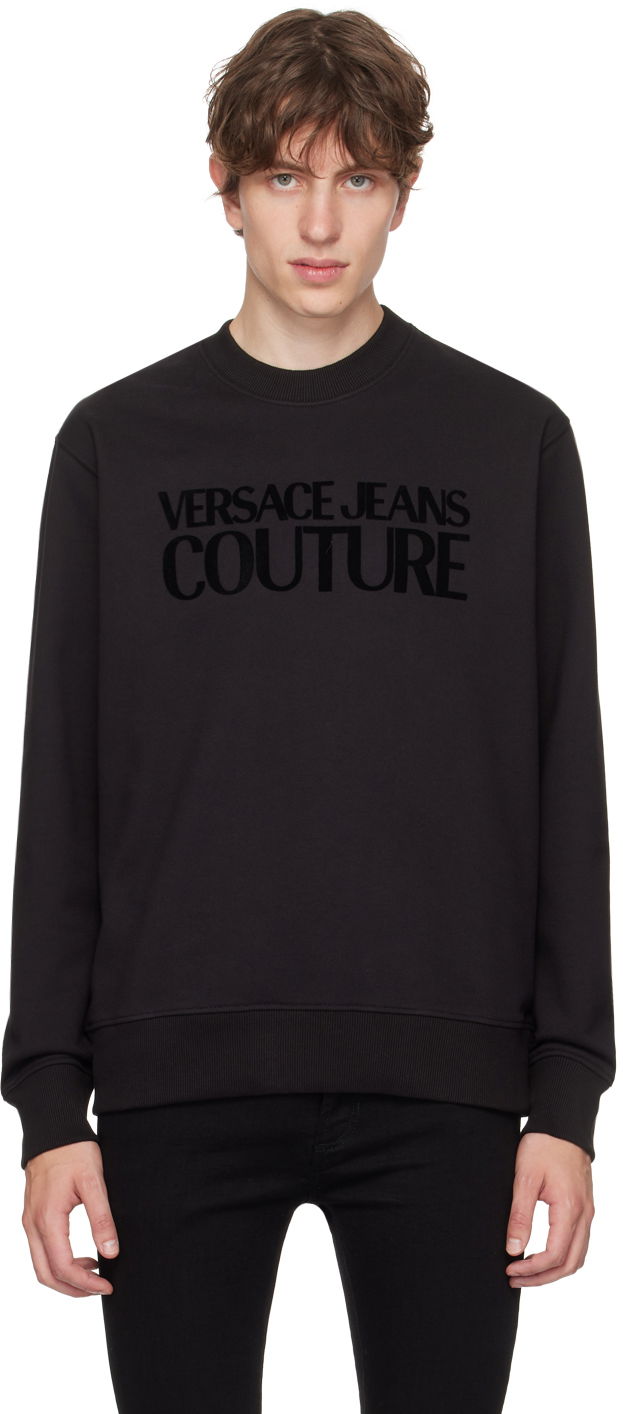 Sweatshirt Versace Jeans Couture Flocked Sweatshirt Sort | E75GAIT03_ECF06T, 0