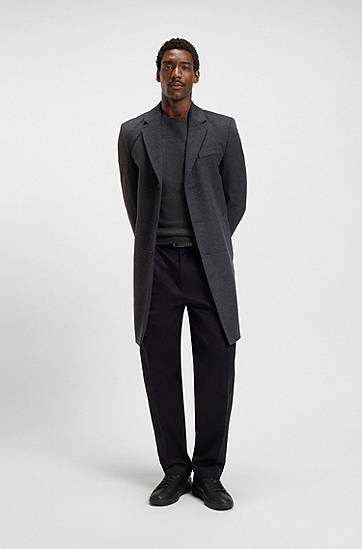 Sweater BOSS Regular-fit sweater in cotton and virgin wool Grå | 50549977, 1