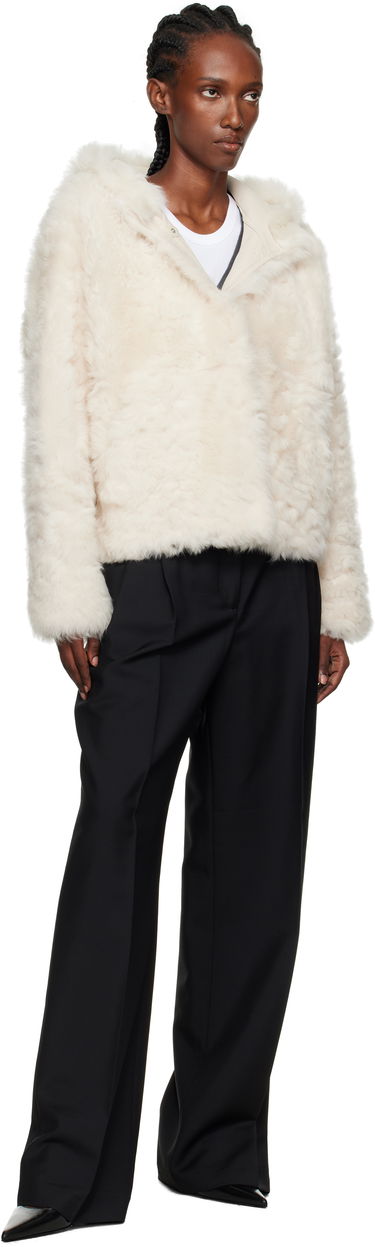 Jakke Yves Salomon Yves Salomon Short Hooded Shearling Jacket Hvid | 26W25WYV62461TOSX, 3