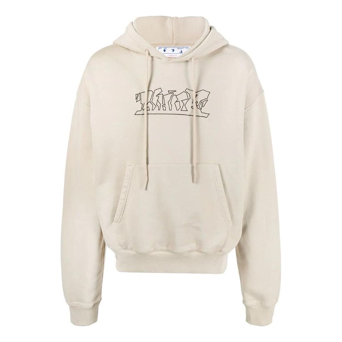 Sweatshirt Off-White Logo-Embroidered Cotton Hoodie Beige | OMBB037S22FLE0061710, 0