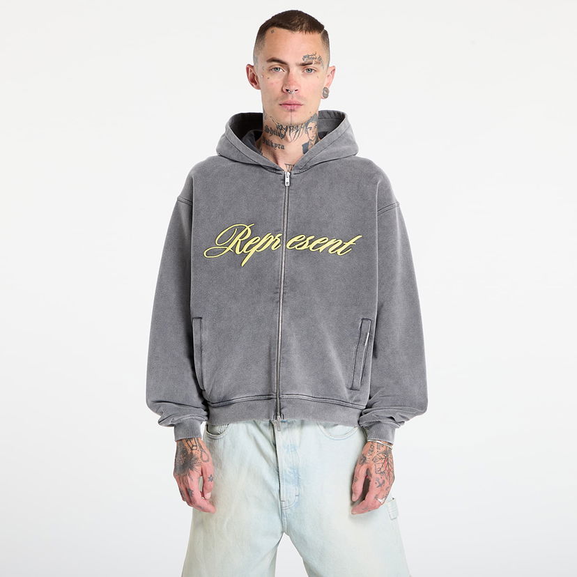 Sweatshirt Represent Clo REPRESENT Script Logo Zip Hoodie Grå | MLM100025-47
