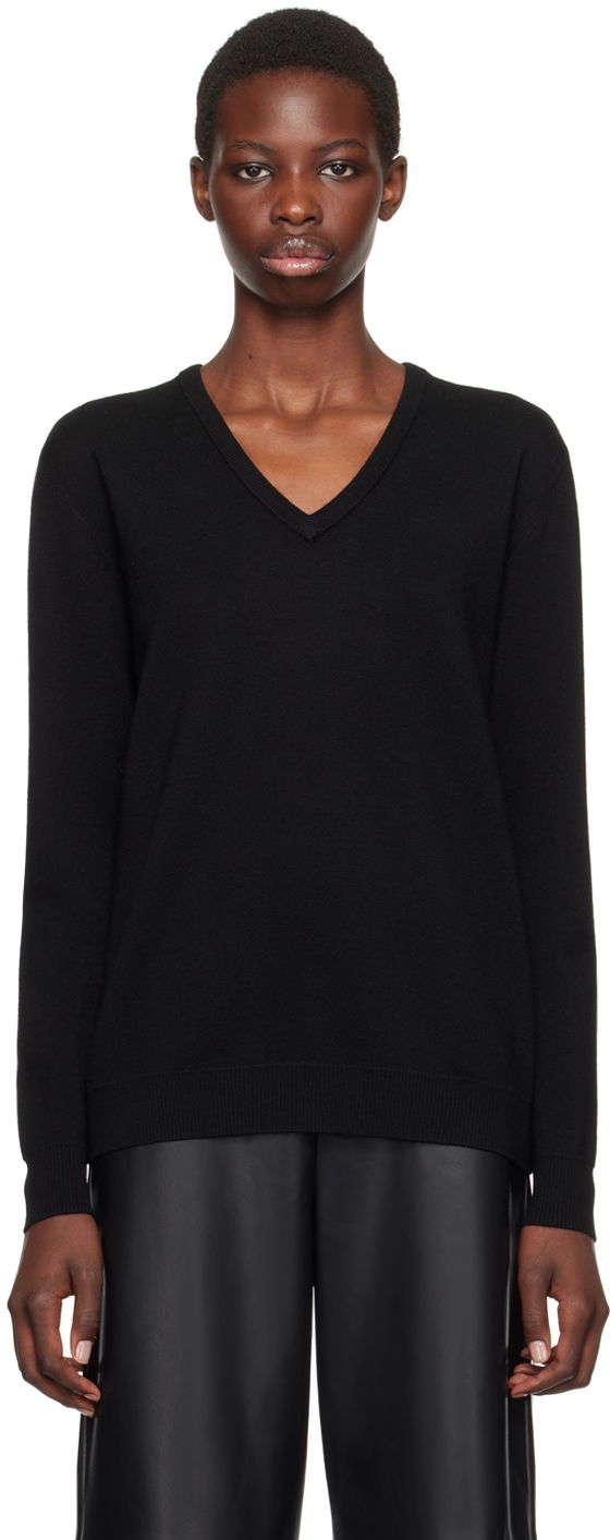 Sweater Max Mara V-Neck Sweater Sort | 2421366122600 MM12120