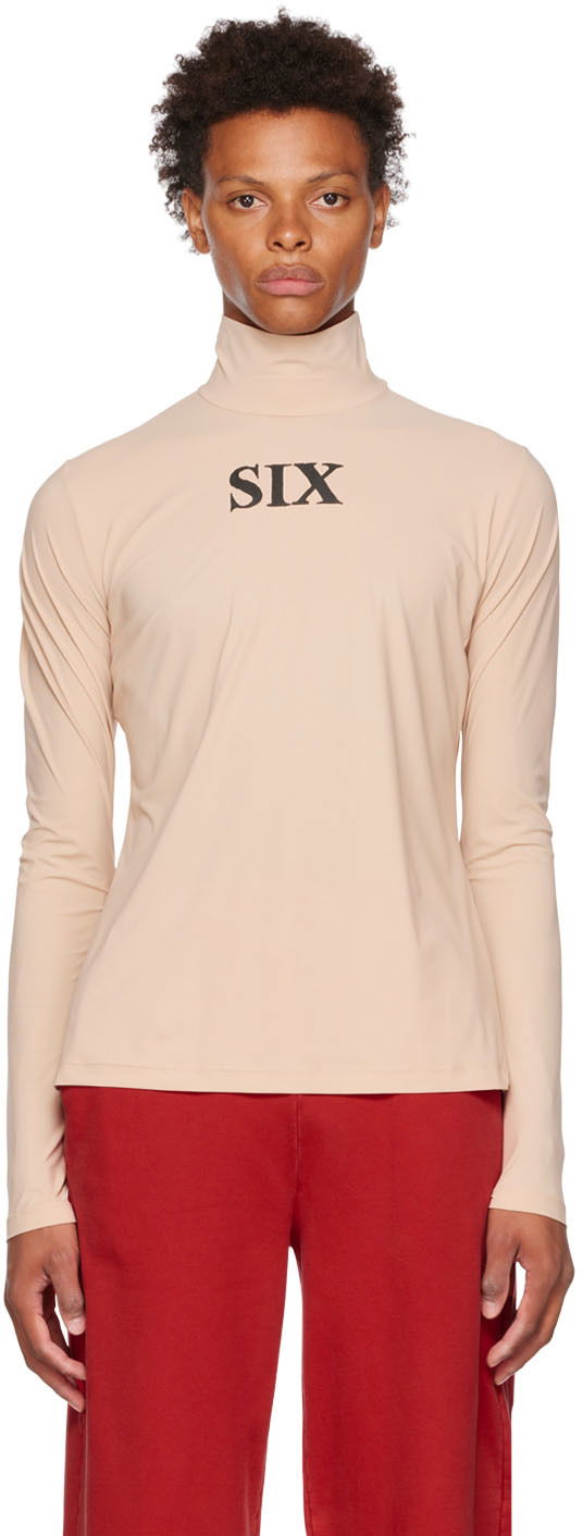 T-shirt Maison Margiela 'Six' Print Turtleneck Beige | S62NC0110 S20518