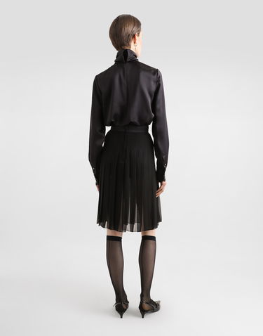 Skjorte Dolce & Gabbana Dolce & Gabbana Satin Top with Lace Panel Sort | F7AK0TFU1AUN0000, 2