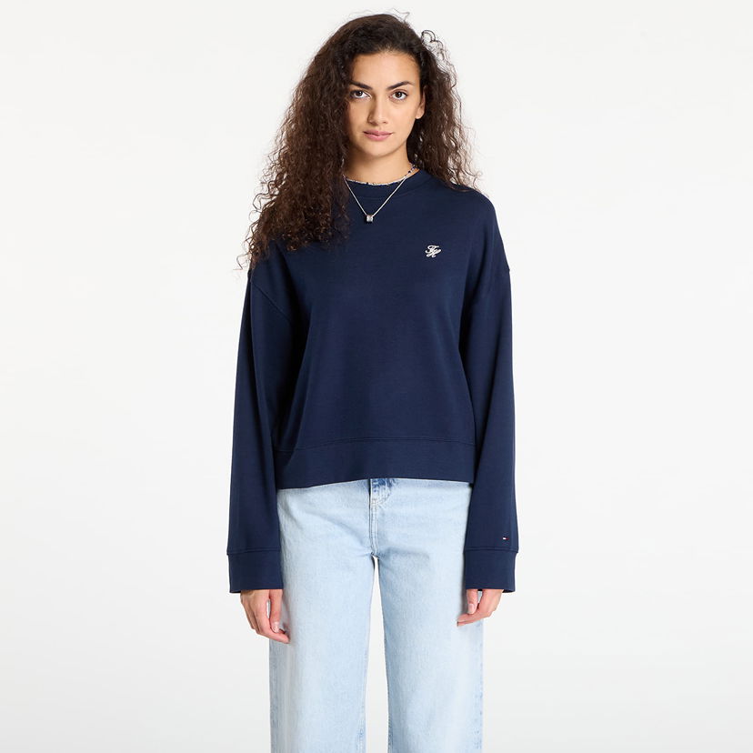 Sweatshirt Tommy Hilfiger Tommy Hilfiger Script Pique Sweatshirt Mørkeblå | WW0WW46152 C1G