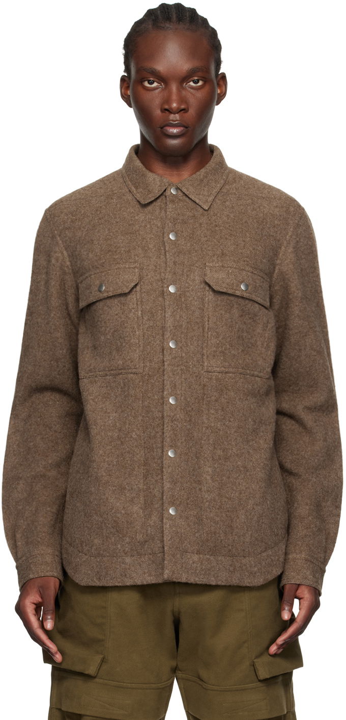 Skjorte Rick Owens Spread Collar Shirt Jacket Brun | RU02D6729 WLD