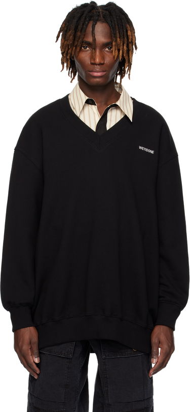 Sweater We11done We11done Oversized V-Neck Sweatshirt Sort | WD-TS0-25-773-U-BK, 0