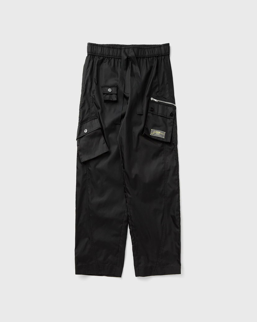 Cargo bukser GANNI Ganni Duchesse Nylon Elasticated Cropped Pants Sort | W0476-099