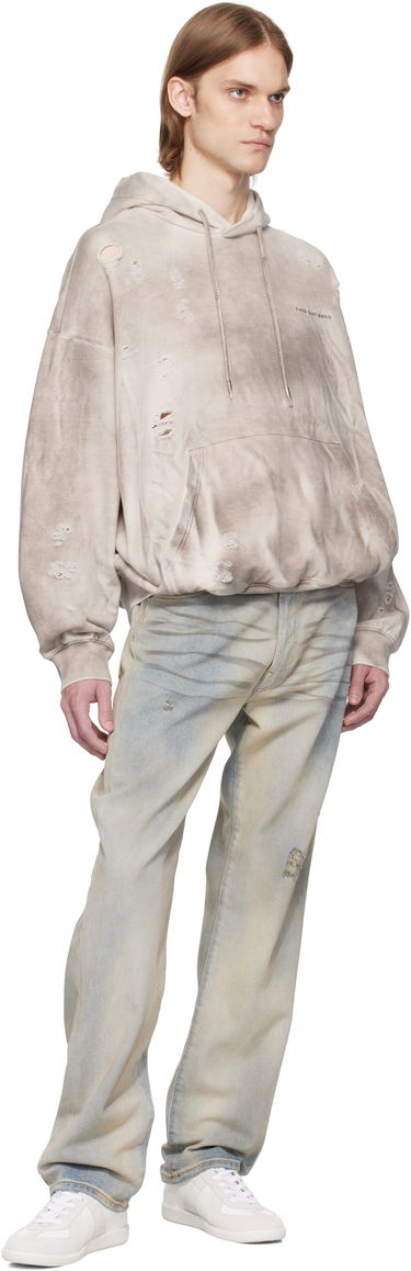 Sweatshirt Feng Chen Wang Feng Chen Wang Sandwashed Ripped Hoodie Beige | FUS19HD03, 3