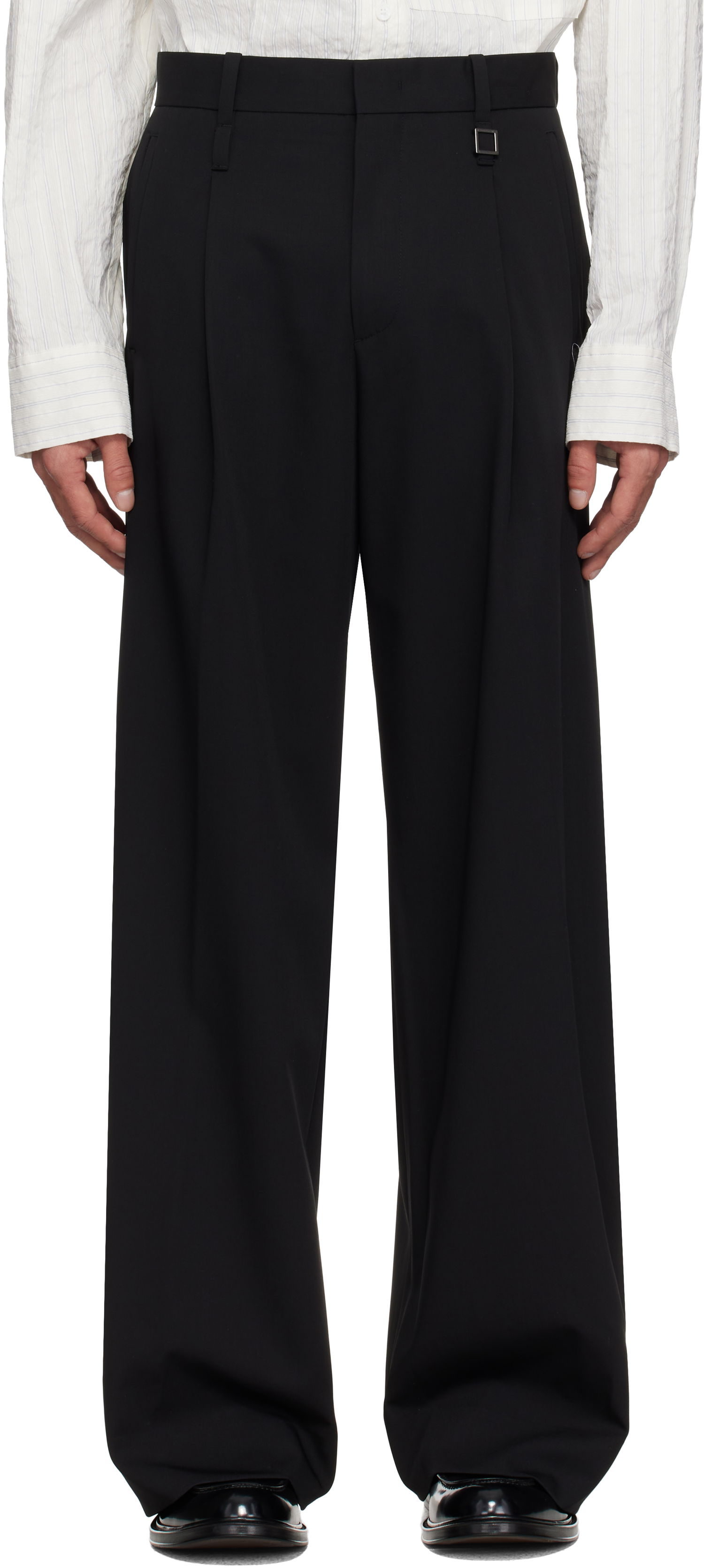 Bukser WOOYOUNGMI WOOYOUNGMI Wool Wide Leg Trousers Sort | W251PT03, 0