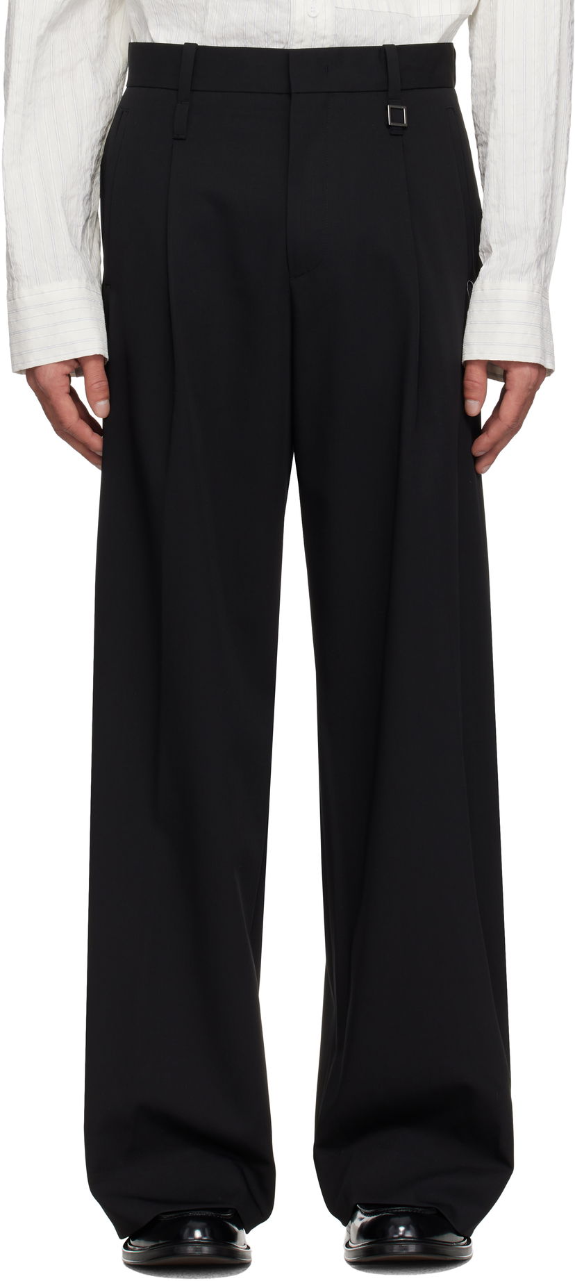Bukser WOOYOUNGMI WOOYOUNGMI Wool Wide Leg Trousers Sort | W251PT03