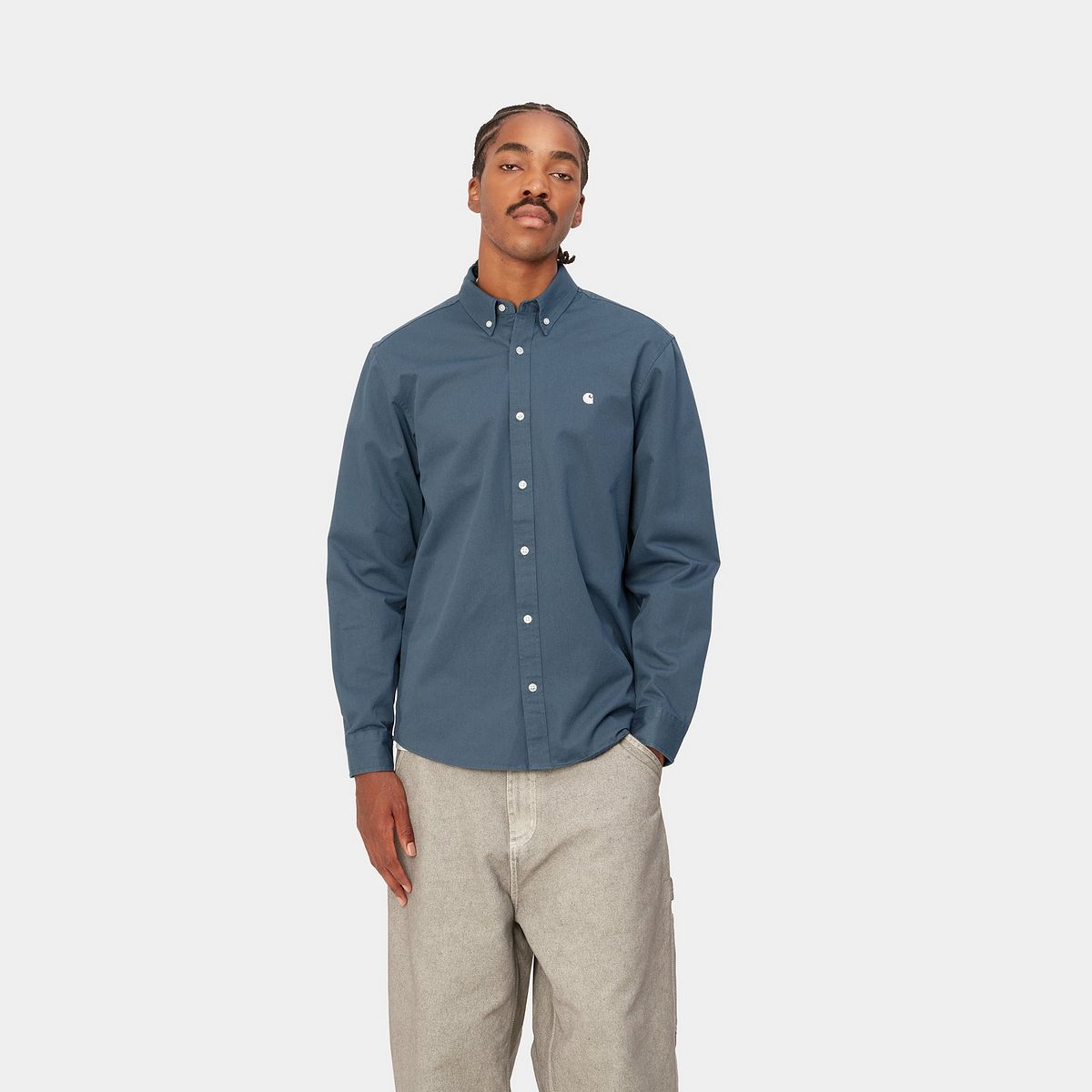 Skjorte Carhartt WIP L/S Madison Shirt "Ore / Wax" Mørkeblå | I023339_1RE_XX, 0