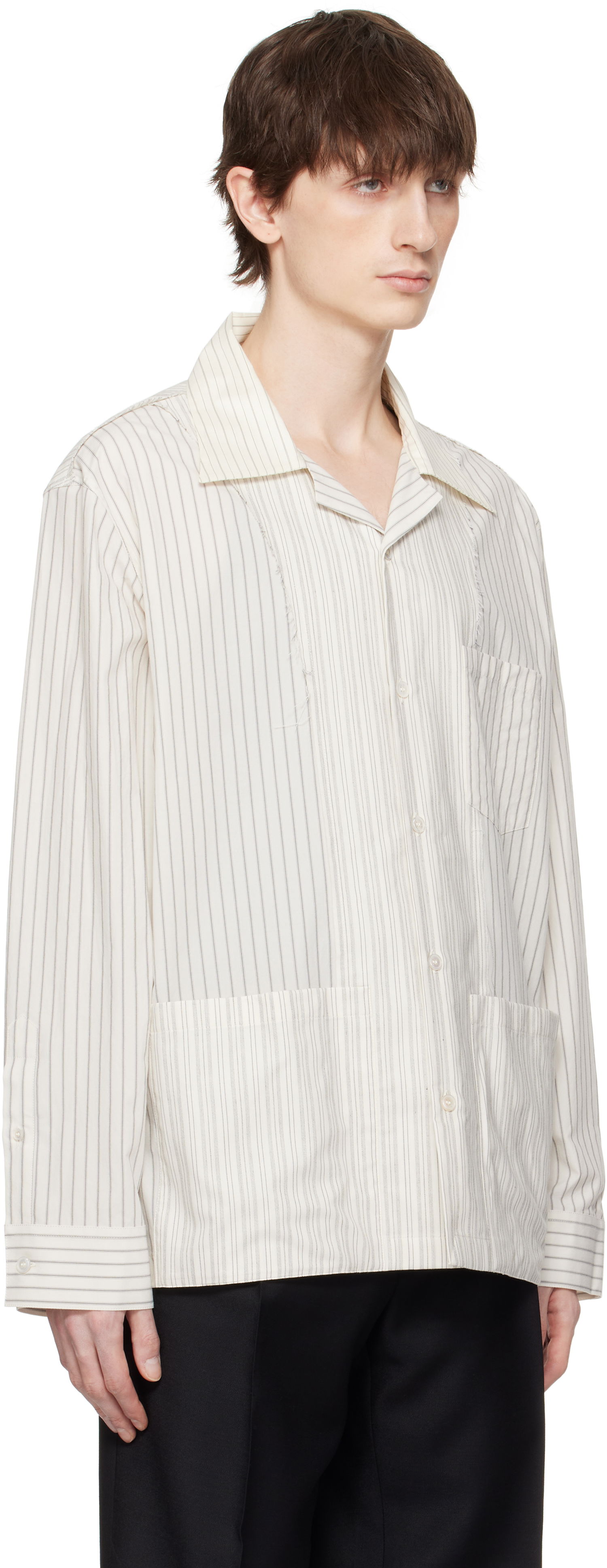 Skjorte Maison Margiela Maison Margiela Reconstructed Pinstripe Shirt Hvid | S50DT0047 MTN053, 1