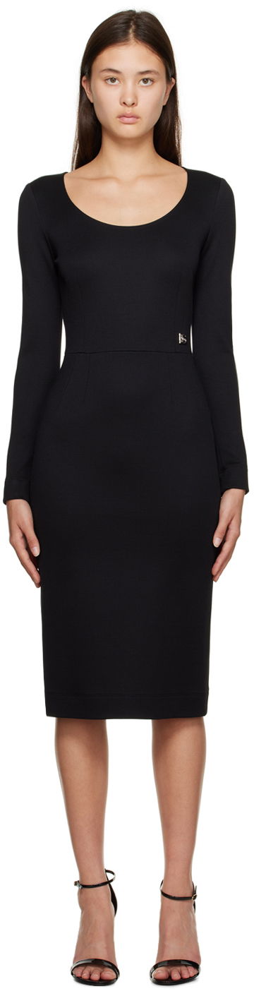 Kjole Dolce & Gabbana Black Milano Midi Dress Sort | F6ARMT FUGPN