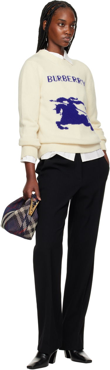 Sweater Burberry Burberry Wool Cashmere Equestrian Knight Design Sweater Hvid | 8103045, 3