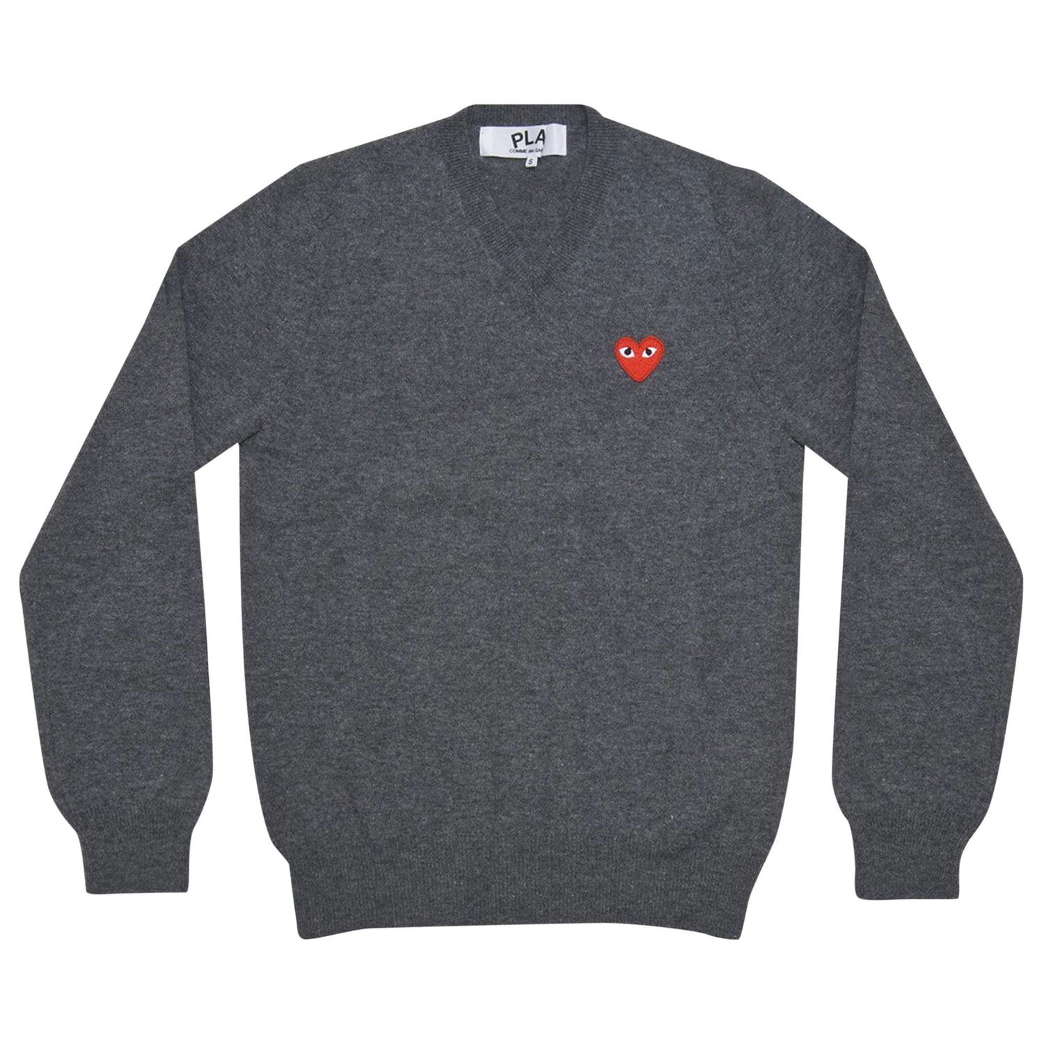 Sweater Comme des Garçons PLAY Heart Patch V-Neck Sweater Grå | AZ N002 051 3, 1