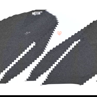 Sweater Comme des Garçons PLAY Heart Patch V-Neck Sweater Grå | AZ N002 051 3, 1