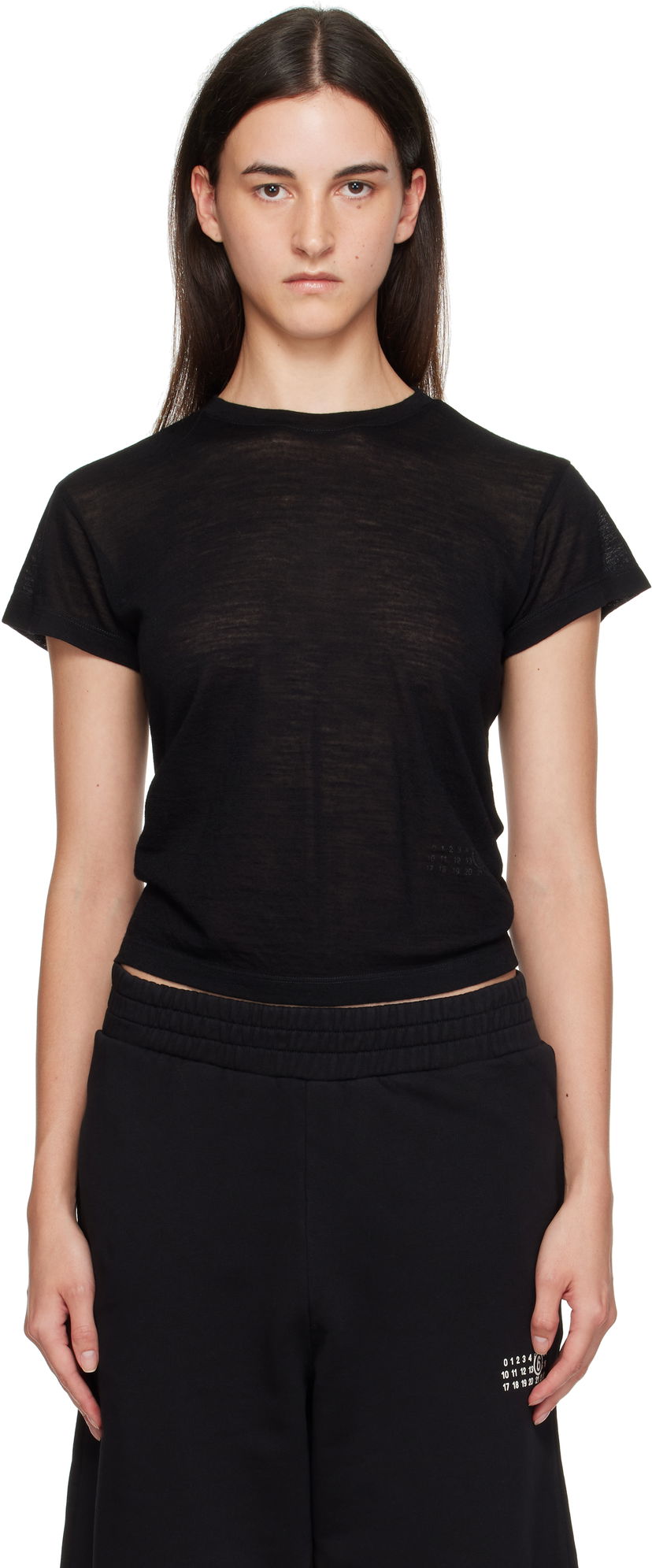 T-shirt Maison Margiela MM6 Maison Margiela Sheer Wool T-Shirt Sort | S52GC0354 M20123
