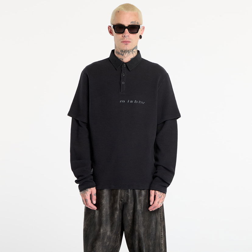 Polo skjorte MISBHV Waffle-Knit Layered Polo Longsleeve Sort | 251M153