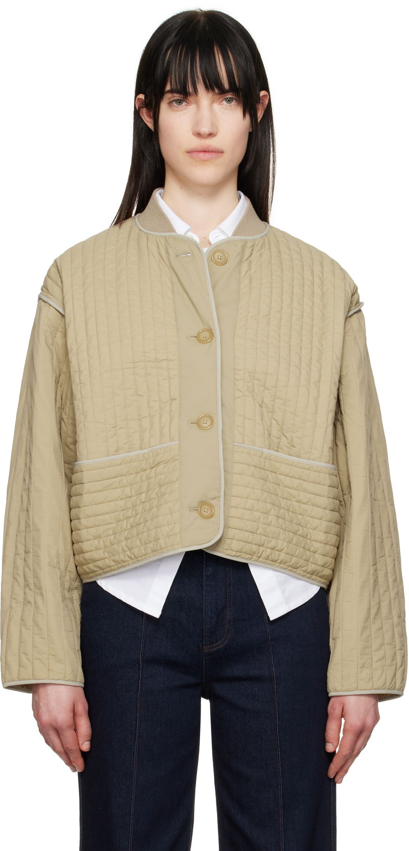 Bomberjakke rag & bone Rag & Bone Marley Quilted Jacket Beige | WAW25S20146114