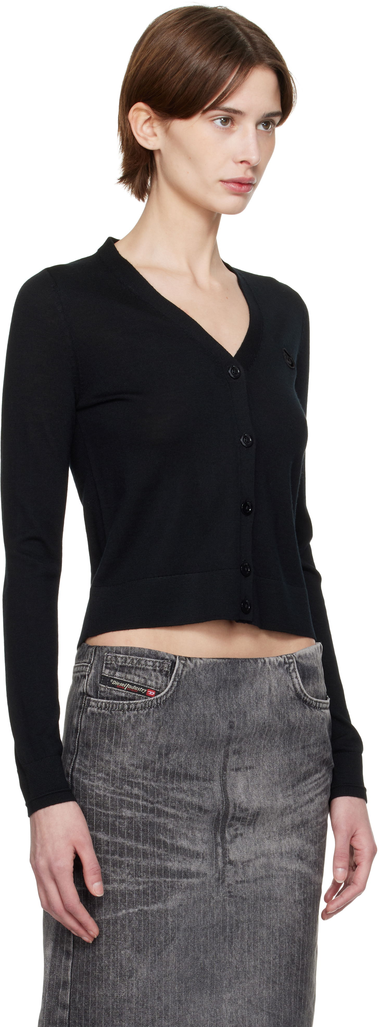 Sweater Diesel M-Alima Cropped Cardigan Sort | A17499 0DCCH, 1