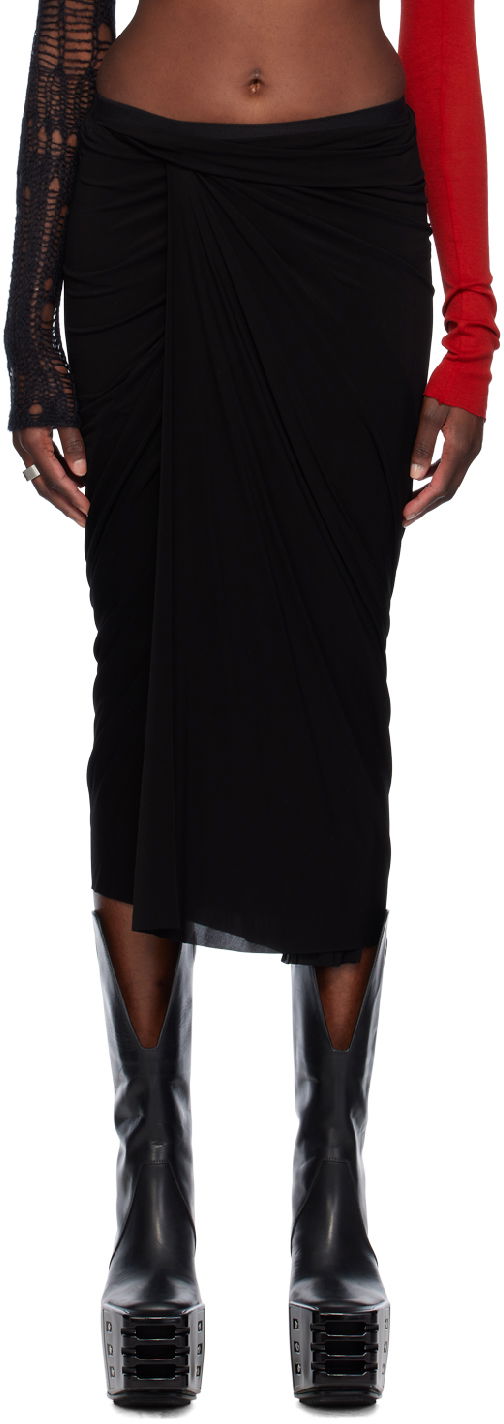 Nederdel Rick Owens Rick Owens Wrap Midi Skirt Sort | RP01D2339 HBZ