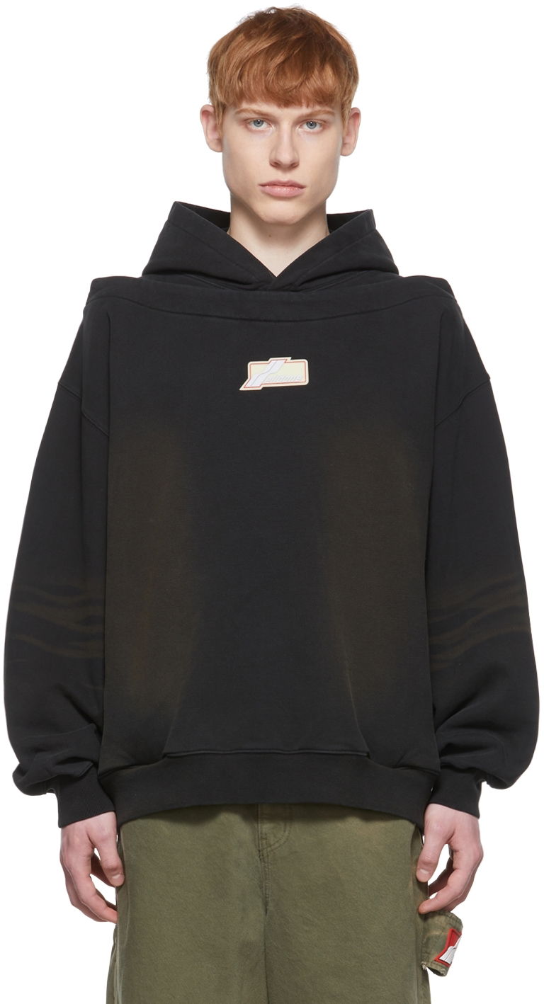 Sweatshirt We11done We11done Cotton Hoodie Sort | WD-TH1-22-509-U-BK