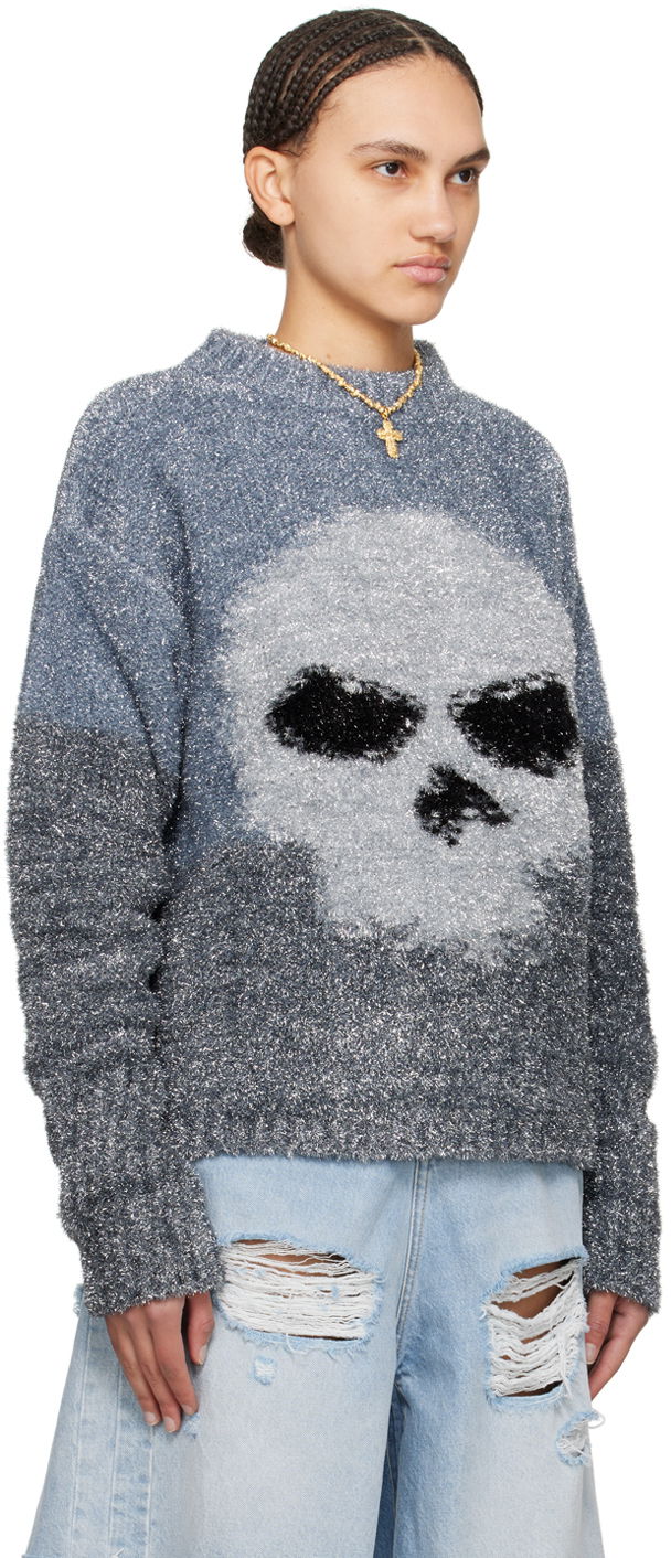 Sweater ERL Intarsia Knit Skull Sweater Grå | ERL08N367, 1