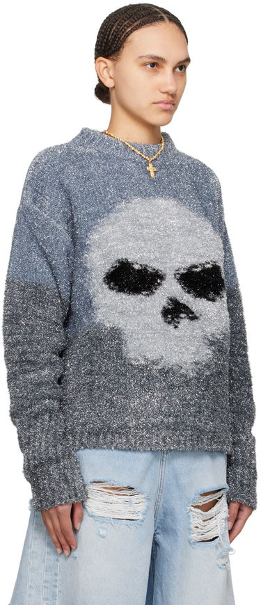 Sweater ERL Intarsia Knit Skull Sweater Grå | ERL08N367, 1