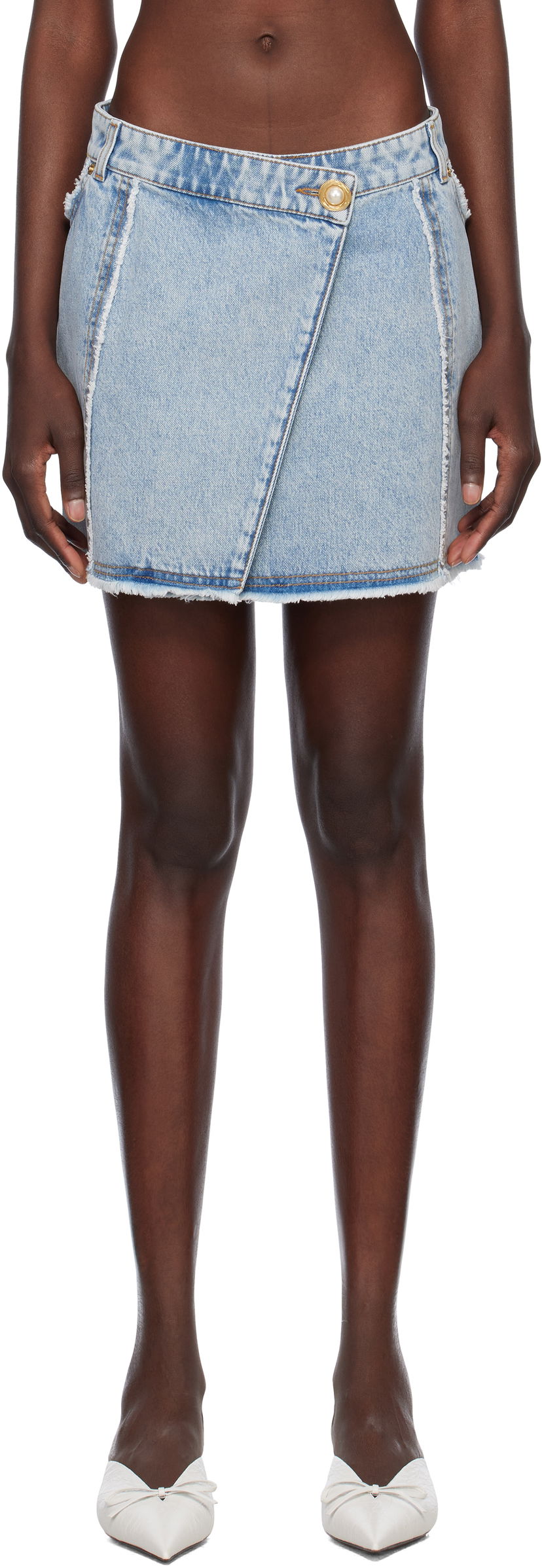 Nederdel Balmain Balmain Asymmetric Denim Miniskirt Blå | EF0LA535DF75