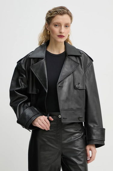 Trenchcoat STAND STUDIO Stand Studio Bloom Cropped Leather Jacket Sort | 66387.7010, 3