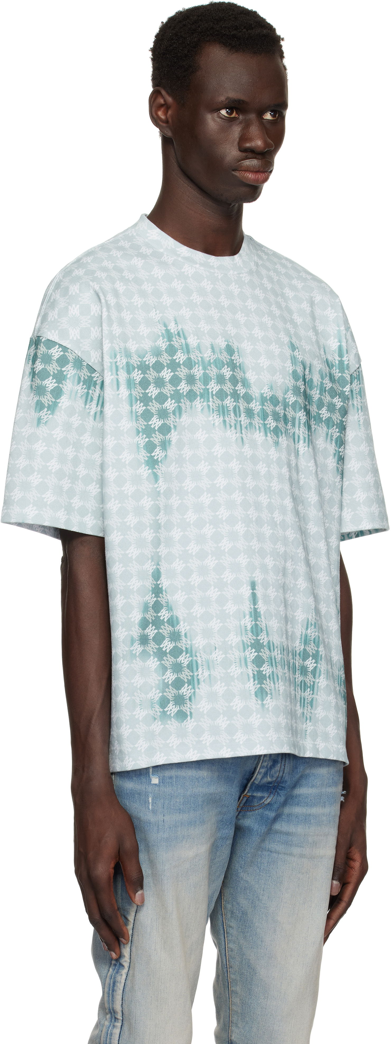 T-shirt AMIRI AMIRI MA Quad Bleached Oversized T-Shirt Grøn | AMJYTE1181, 1