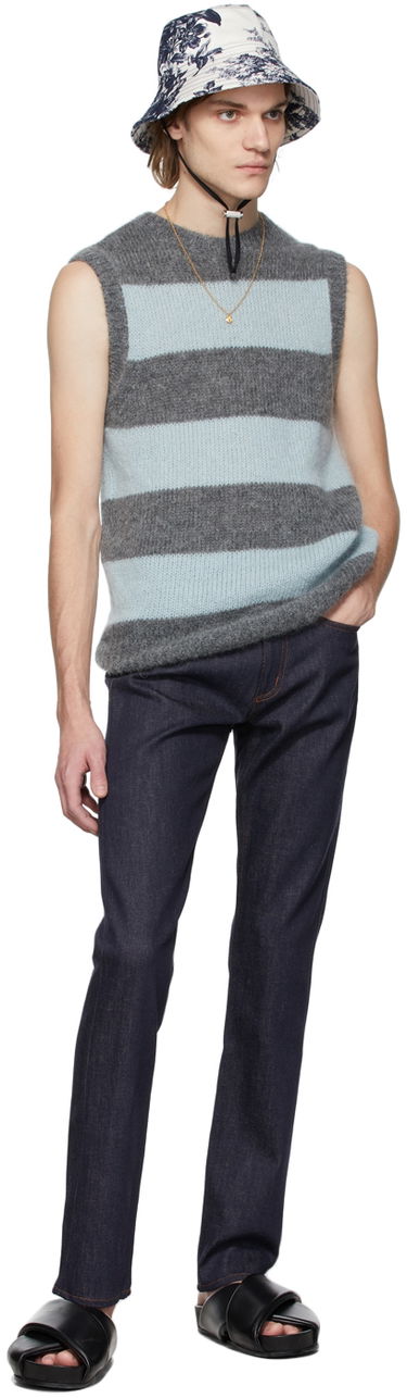 Sweater Erdem Erdem Ethan Mohair Striped Vest Grå | MW22_801MGGMK, 3