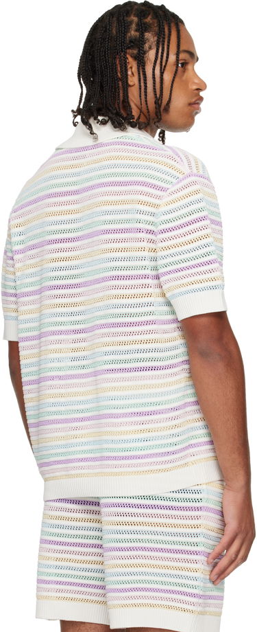 Polo skjorte Casablanca Crochet Knit Striped Polo Shirt Flerfarvet | M-AW25-KW-1097-01, 4