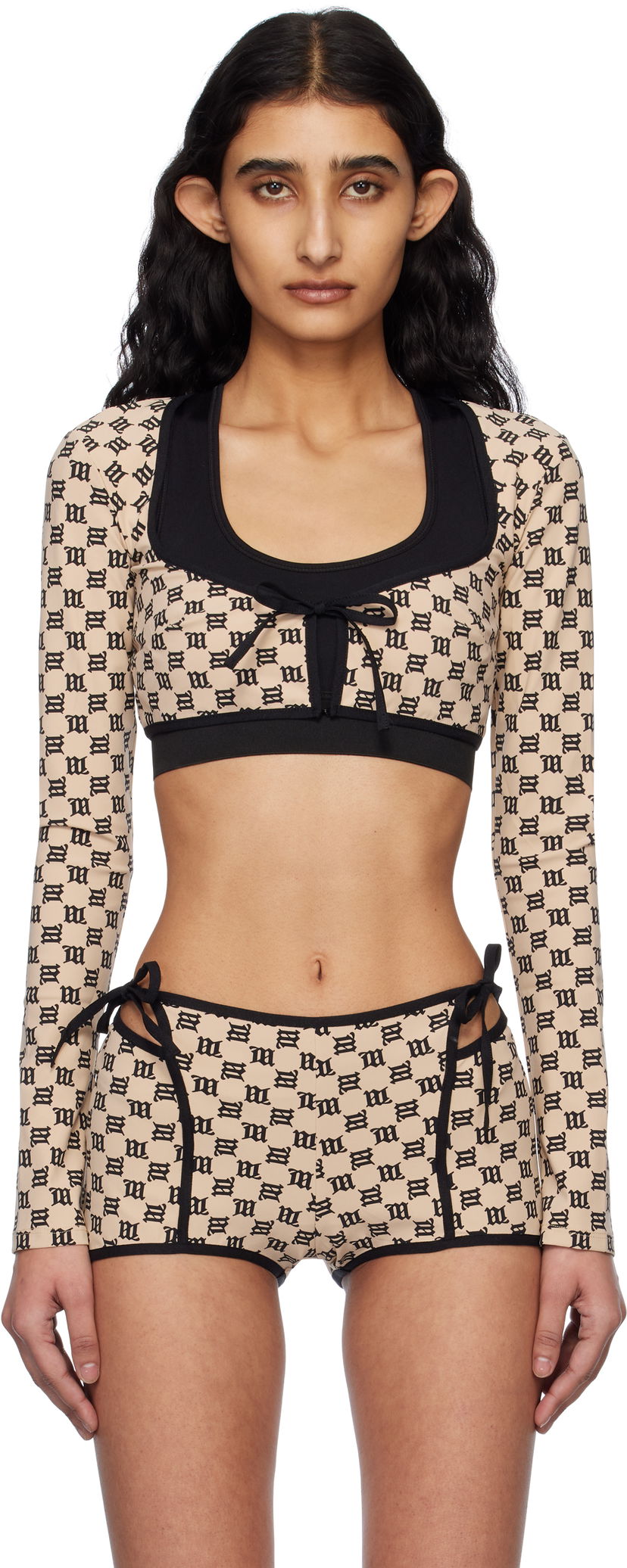 Træningsdragt MISBHV MISBHV Monogram Coquette Shrug Beige | 250W113