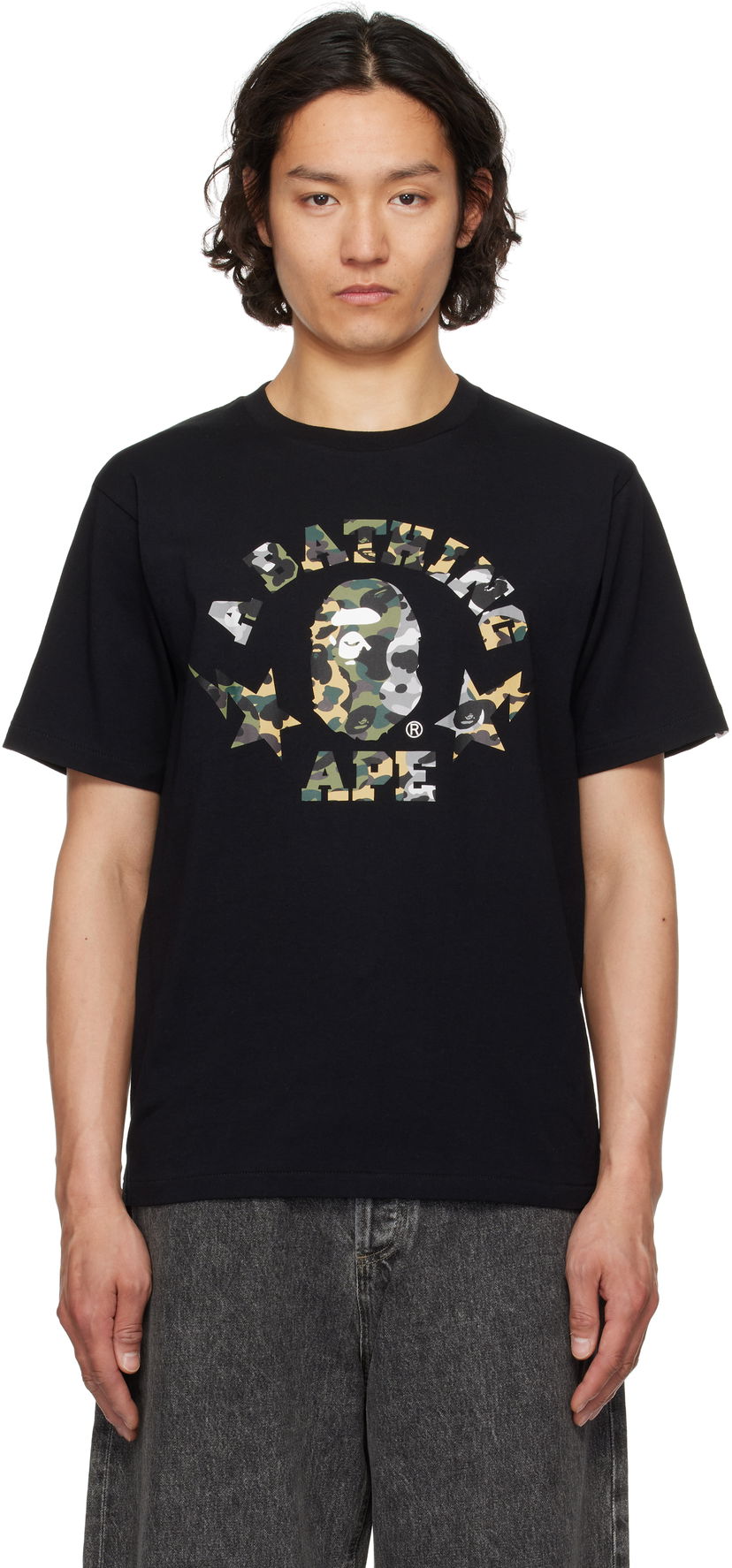 T-shirt BAPE 1st Camo Crazy STA College T-Shirt Sort | 001TEL301016M