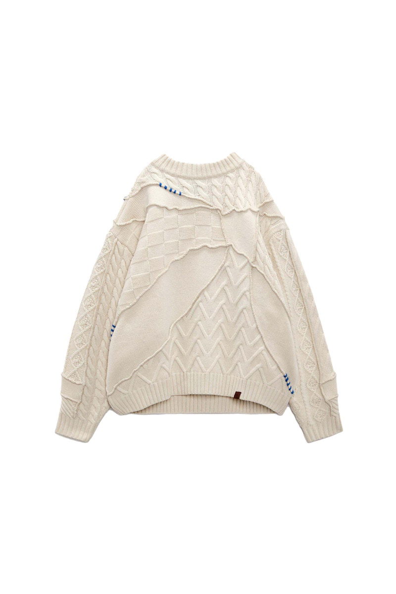 Sweater ADER ERROR Zara x Oversized Patchwork Knit Sweater Hvid | 5755/002