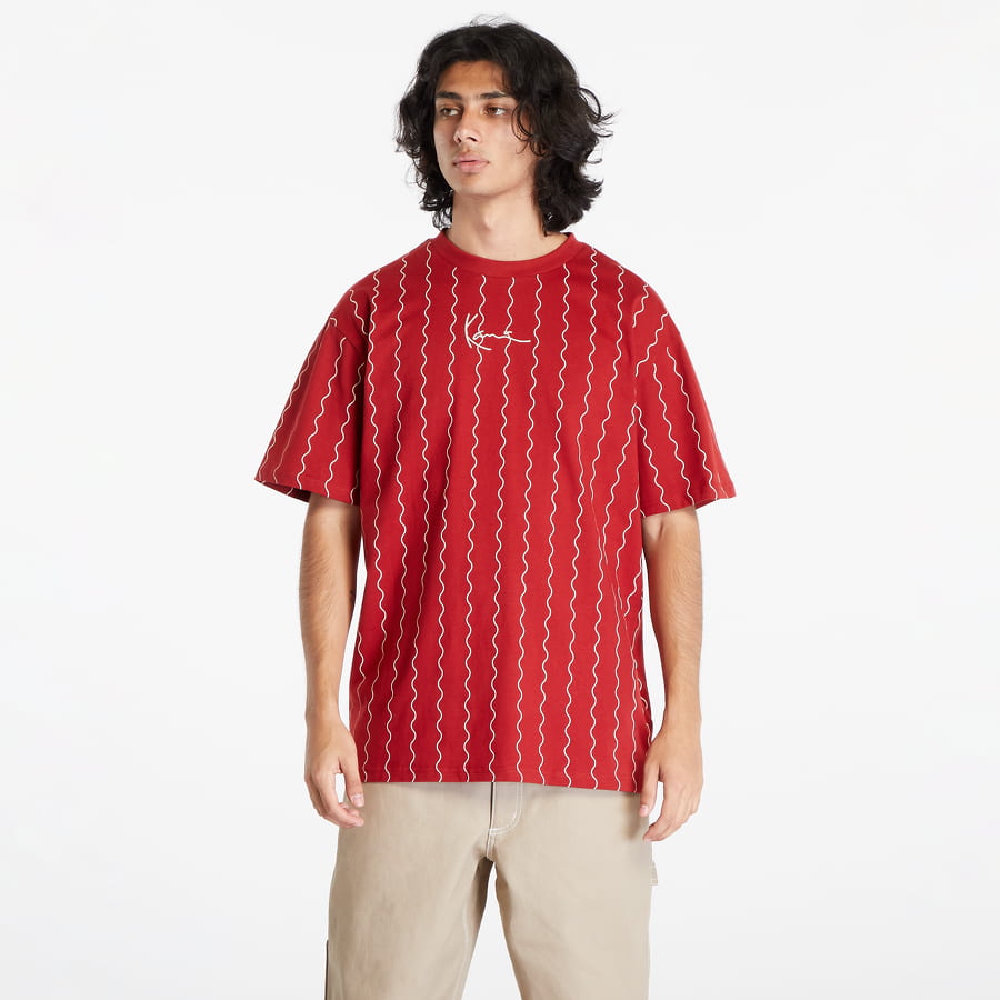 T-shirt Karl Kani Small Signature Ziczac Pinstripe Tee Rød | 6037820, 0