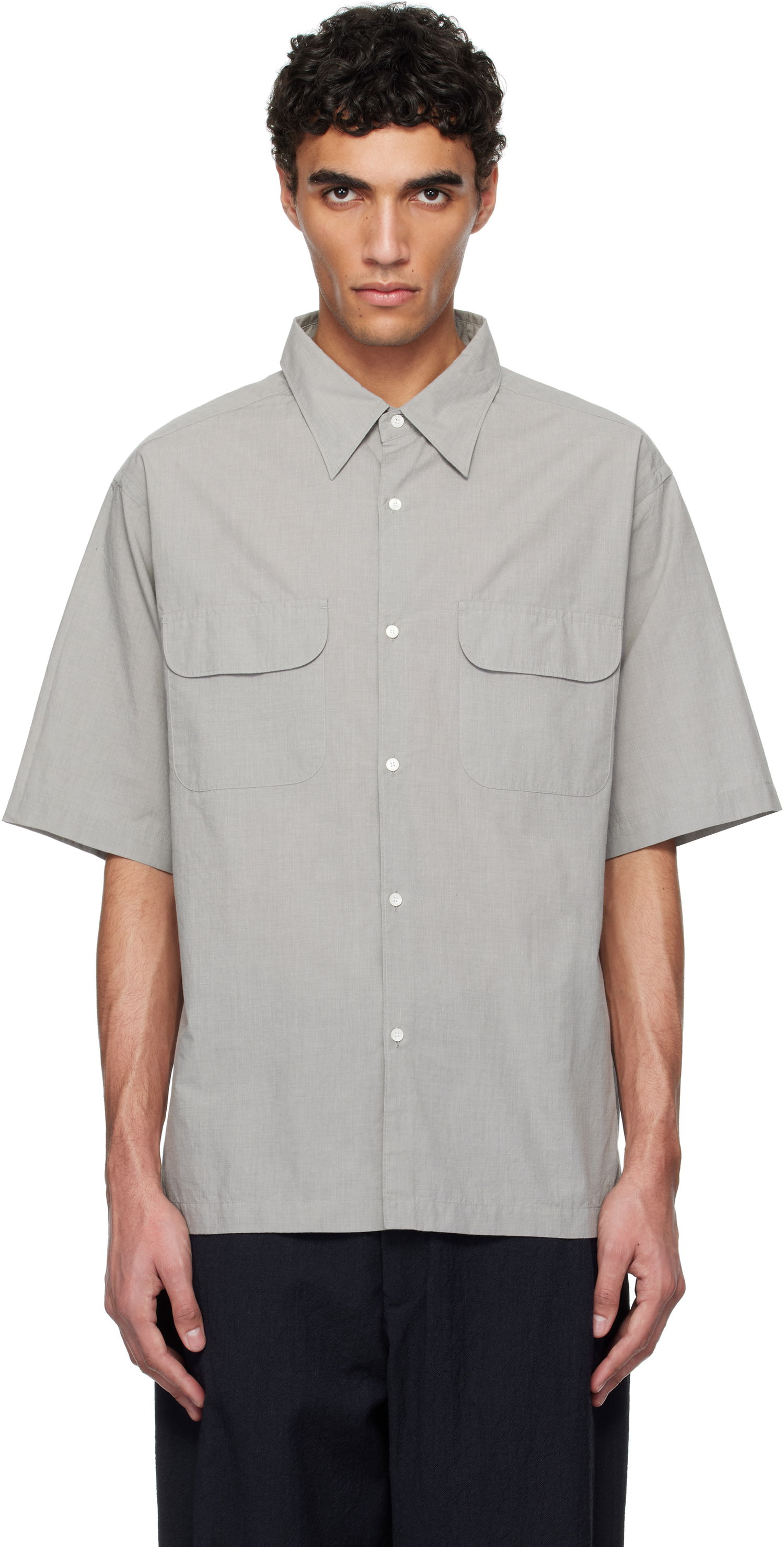 Skjorte NANAMICA nanamica Regular Collar End on End Short Sleeve Shirt Grå | S25SG075U, 0