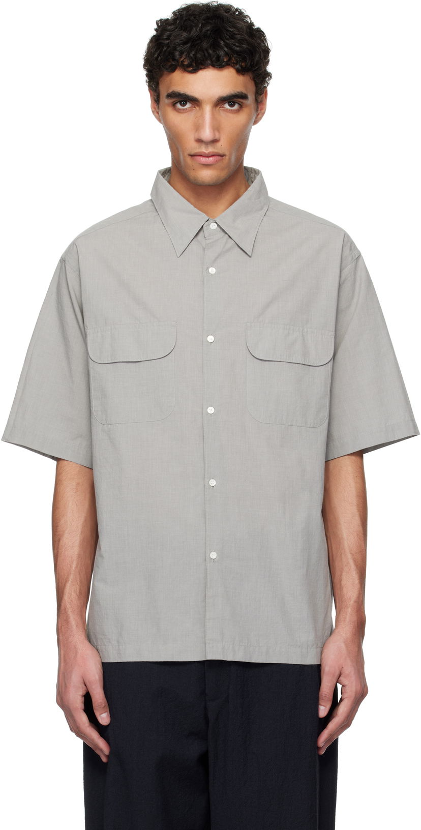 Skjorte NANAMICA nanamica Regular Collar End on End Short Sleeve Shirt Grå | S25SG075U