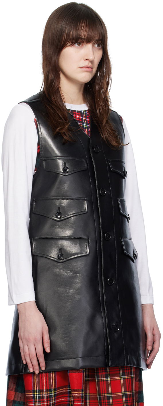 Vest Comme des Garçons Comme Des Garçons Belted Faux-Leather Vest Sort | TL-V009-051, 1