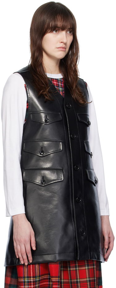 Vest Comme des Garçons Comme Des Garçons Belted Faux-Leather Vest Sort | TL-V009-051, 1