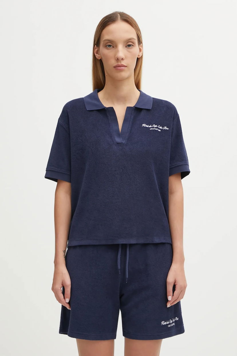 Polo skjorte Sporty & Rich Eden Script Terry Polo Shirt Mørkeblå | TO00160673BL106