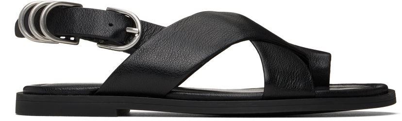 Tøj rag & bone rag & bone Gia Leather Crossover Sandals Sort | WFF25SF1004LE04