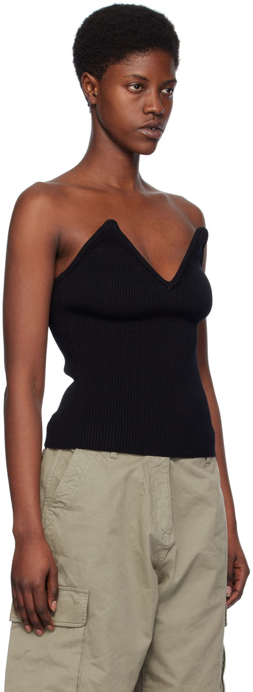Tanktop Coperni Coperni V-Neck Ribbed Knit Camisole Sort | COPML90852, 1