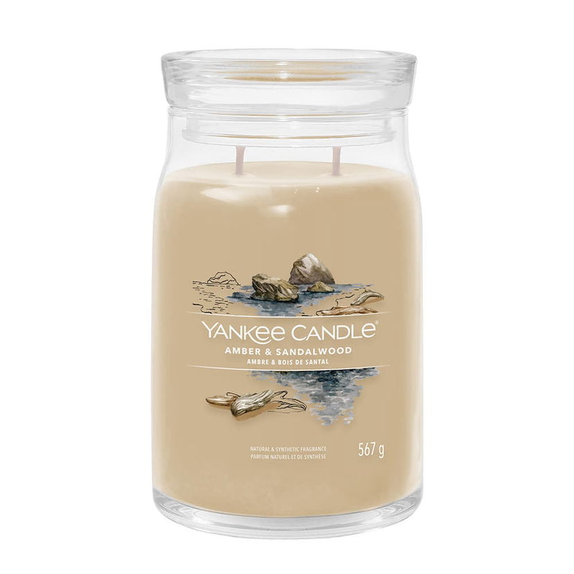 Stearinlys Yankee Candle Signature Large Jar 2 Wicks Amber & Sandalwood Universal Natural & Synthetic Fragrance 567g Beige | 40724