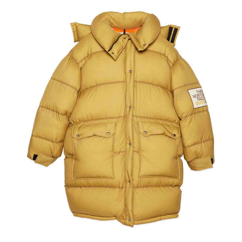 Puffer jakke Gucci The North Face x Padded Jacket Khaki Gul | 671794 XAACY 3277