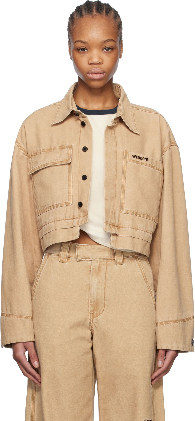 Jakke We11done We11done Cropped Work Jacket Beige | WD-JK0-25-055-W-BG