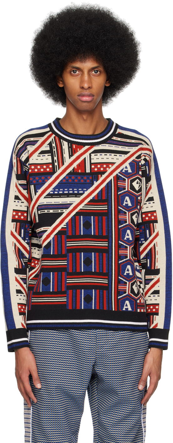 Sweater Ahluwalia Geometric Pattern Knit Sweater Blå | M-AHLU-KN005-SS23-YA01-BL